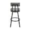 Armen Living Jinab Swivel Bar Stool in Black Metal with Gray Faux Leather 840254335233 - alternate 9